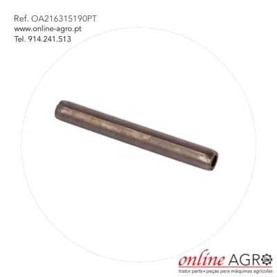 Tubo metálico cilíndrico com texto de referência e logo da online AGRO