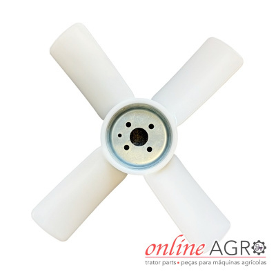 Hélice de ventilador branca com centro metálico e logotipo online AGRO