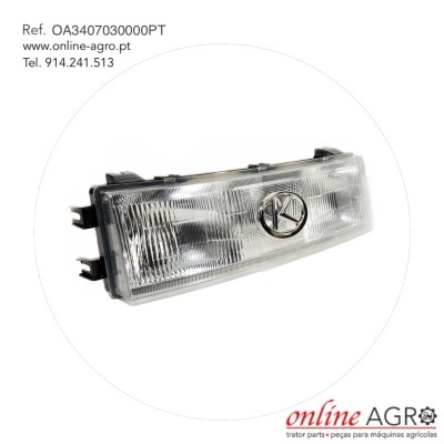 Farol dianteiro retangular para máquinas agrícolas com logótipo K em lente transparente