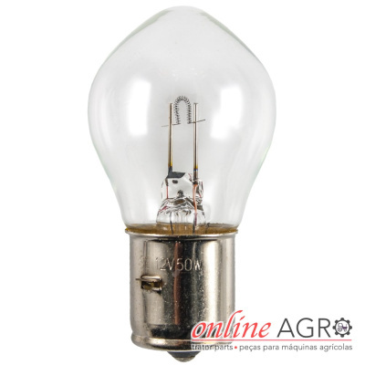 Lâmpada incandescente transparente com base metálica prateada 12V 50W
