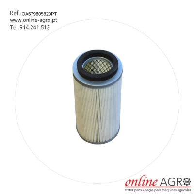 Filtro cylindrical com material filtrante bege e bordas metálicas