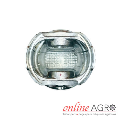 Peça metálica cromada para máquina agrícola com logótipo ONLINE AGRO