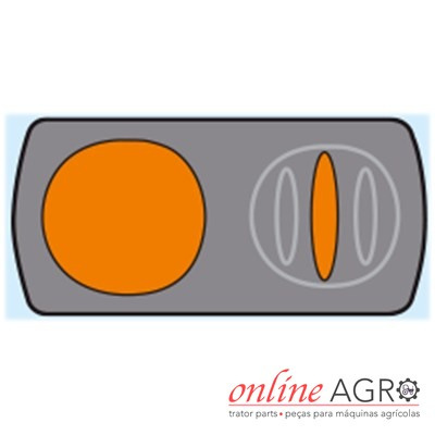 Componente agrícola cinza com áreas laranja e logótipo online AGRO