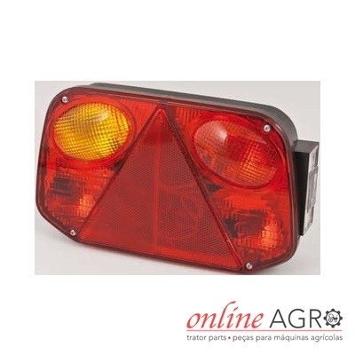 lanterna traseira retangular vermelha e amarela para máquina agrícola com aviso triangular vermelho
