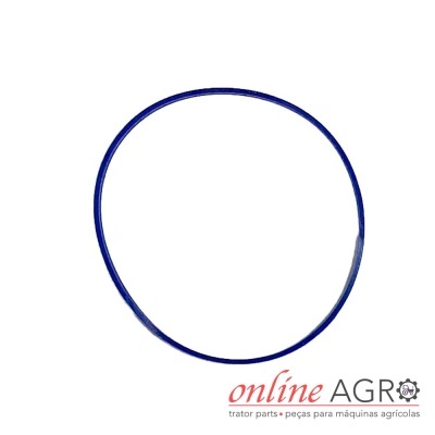 Anel de vedação azul fino redondo sobre fundo branco com logo online AGRO