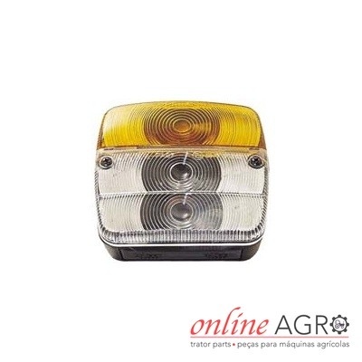 Lanterna traseira para tractor com lentes amarela e transparente