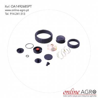 Conjunto de peças para máquina agrícola em fundo branco com texto e logo online AGRO