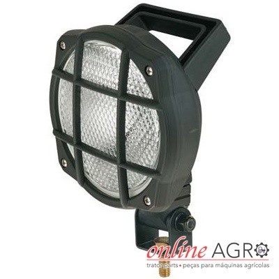 Luz redonda com proteção e suporte para máquinas agrícolas