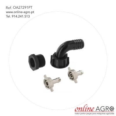 Conjunto de acessórios pretos e metálicos para máquina agrícola