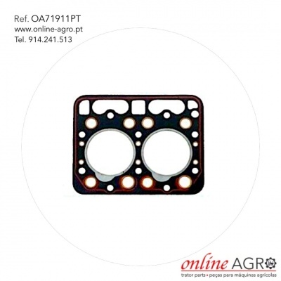 Junta metálica preta para motor com orifícios, texto e logo online AGRO