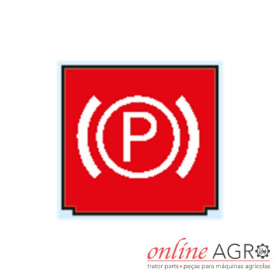 Símbolo de aviso luminoso automóvel com P em círculo branco e fundo vermelho