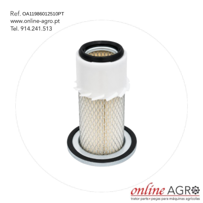Filtro cylindrical com malha metálica e componentes plásticos branca e preta