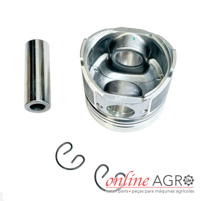 Conjunto de pistão metálico com pino e anéis de retenção