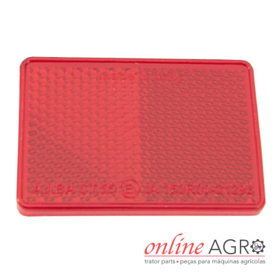 Refletor vermelho retangular de plástico com padrão em relevo