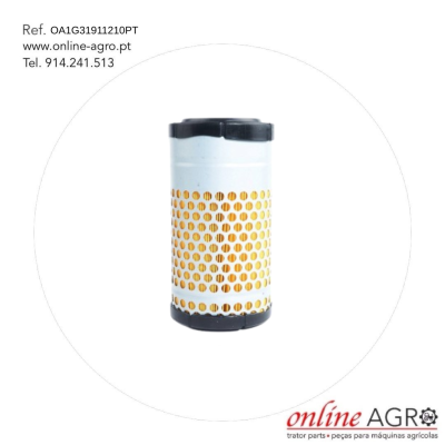 Filtro cilindrico branco com padrao de furos redondos e detalhes pretos