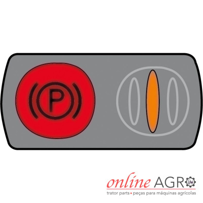 Painel de controlo com botões vermelho e laranja e logotipo online AGRO