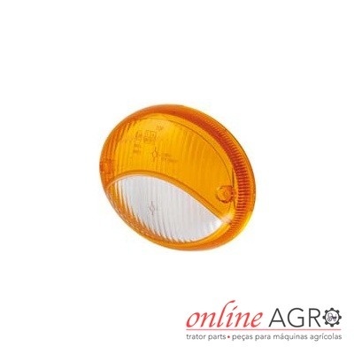 Luz redonda âmbar e branca para máquina agrícola sobre fundo branco