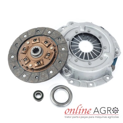Conjunto de embraiagem com disco, prato de pressão, rolamentos, fundo branco e logótipo online AGRO