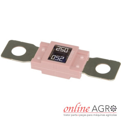 Fusível eletrónico rosa com terminais metálicos e números 250 e 052