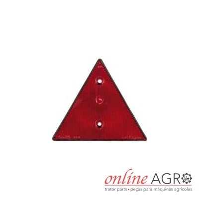Refletor triangular vermelho com três furos para fixação