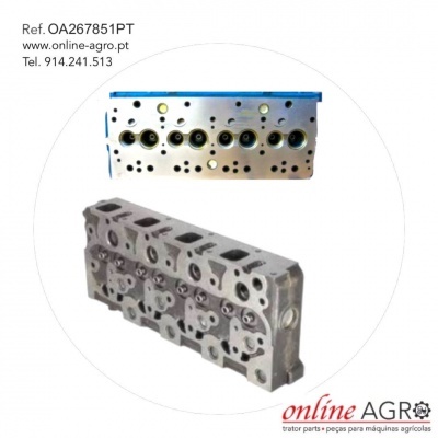 Cabeça de motor metálica para máquinas agrícolas com texto de referência e contacto