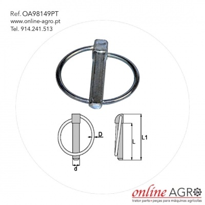 Anilha de metal prateada com desenho técnico e informações de referência
