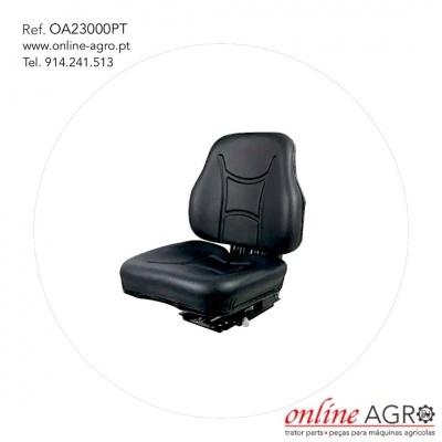 Cadeira preta para maquinaria agrícola com encosto alto e assento almofadado