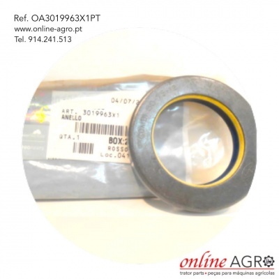 anel metálico com interior amarelo e embalagem com etiqueta e contactos online-agro