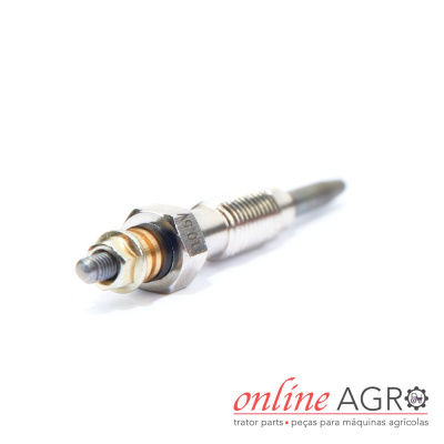 Sensor metálico prateado com rosca e porcas sobre fundo branco com logotipo online AGRO