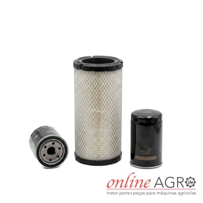 Filtros para máquinas agrícolas, dois metálicos pretos e um com rede branca