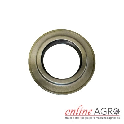 Peça metálica circular com furo central e logo online AGRO