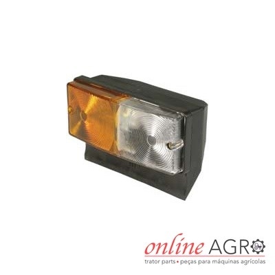 Farol retangular para máquina agrícola com lente âmbar e branca