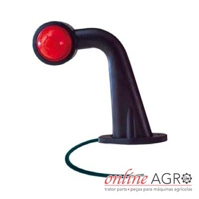 Indicador de presença preto e vermelho com cabo em fundo branco