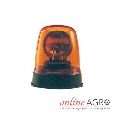 Luz de sinalização amarela com base preta e texto online AGRO