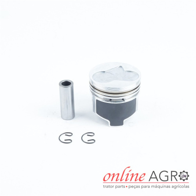 Pistão metálico com molas de aperto e peça tubular em fundo branco com logotipo online AGRO