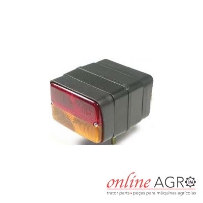 Luz traseira preta com lentes vermelha e amarela para máquina agrícola