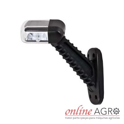 Suporte preto com extremidade transparente montado em parede com logótipo online AGRO