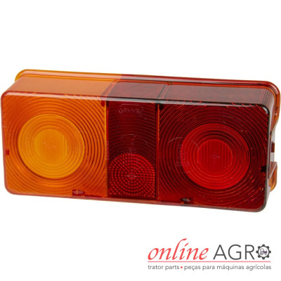 Luz traseira retangular para máquina agrícola em plástico laranja e vermelho