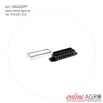 Conector elétrico preto e branco para máquinas agrícolas com texto informativo e logo online AGRO