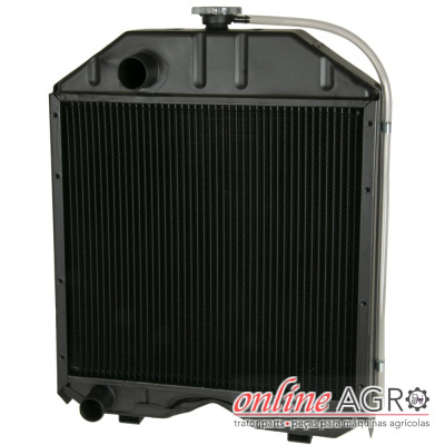 Radiador metálico preto com tampa e tubo transparente
