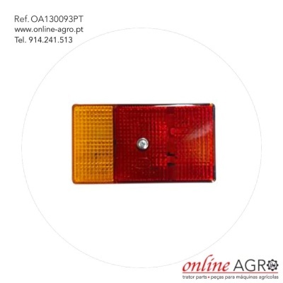 Refletor traseiro retangular amarelo e vermelho para máquina agrícola com texto impresso