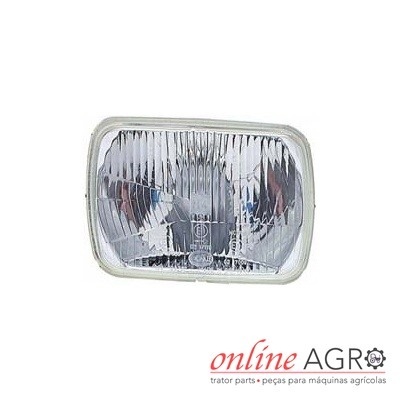 Farol retangular transparente com moldura clara e texto online AGRO