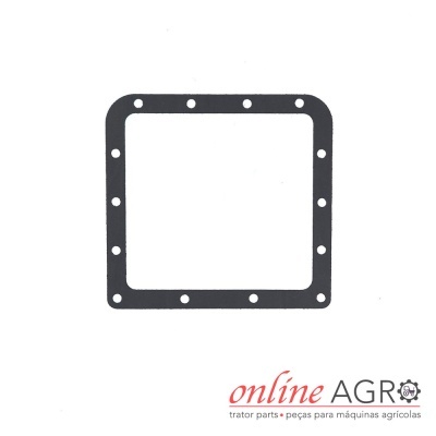 Gaxeta quadrada preta com furos em fundo branco e logo online AGRO
