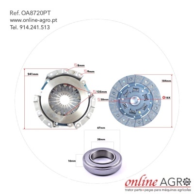 Peças mecânicas para máquinas agrícolas com medidas detalhadas e texto de referência