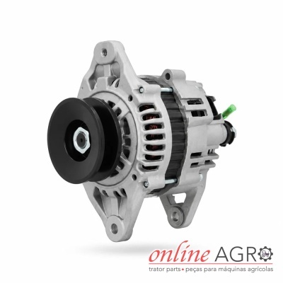 Alternador metálico para máquinas agrícolas em fundo branco com logo online AGRO.