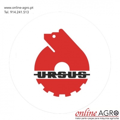 Logótipo Ursus vermelho e preto com texto e informações de contacto