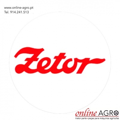 Logotipo vermelho Zetor com texto www.online-agro.pt e número de telefone em fundo branco