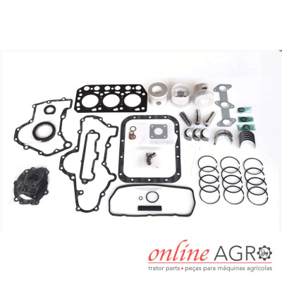 Peças de motor agrícola em fundo branco com logotipo online AGRO