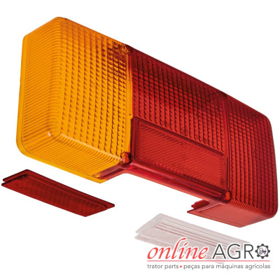 Lentes de luz traseira agrícola em laranja, vermelho e branco com logo online AGRO