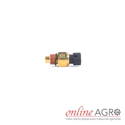 Sensor de pressão metálico com conector preto e fundo branco